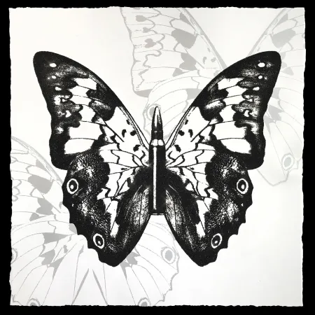 Serigrafia Robierb - Black Butterfly on White