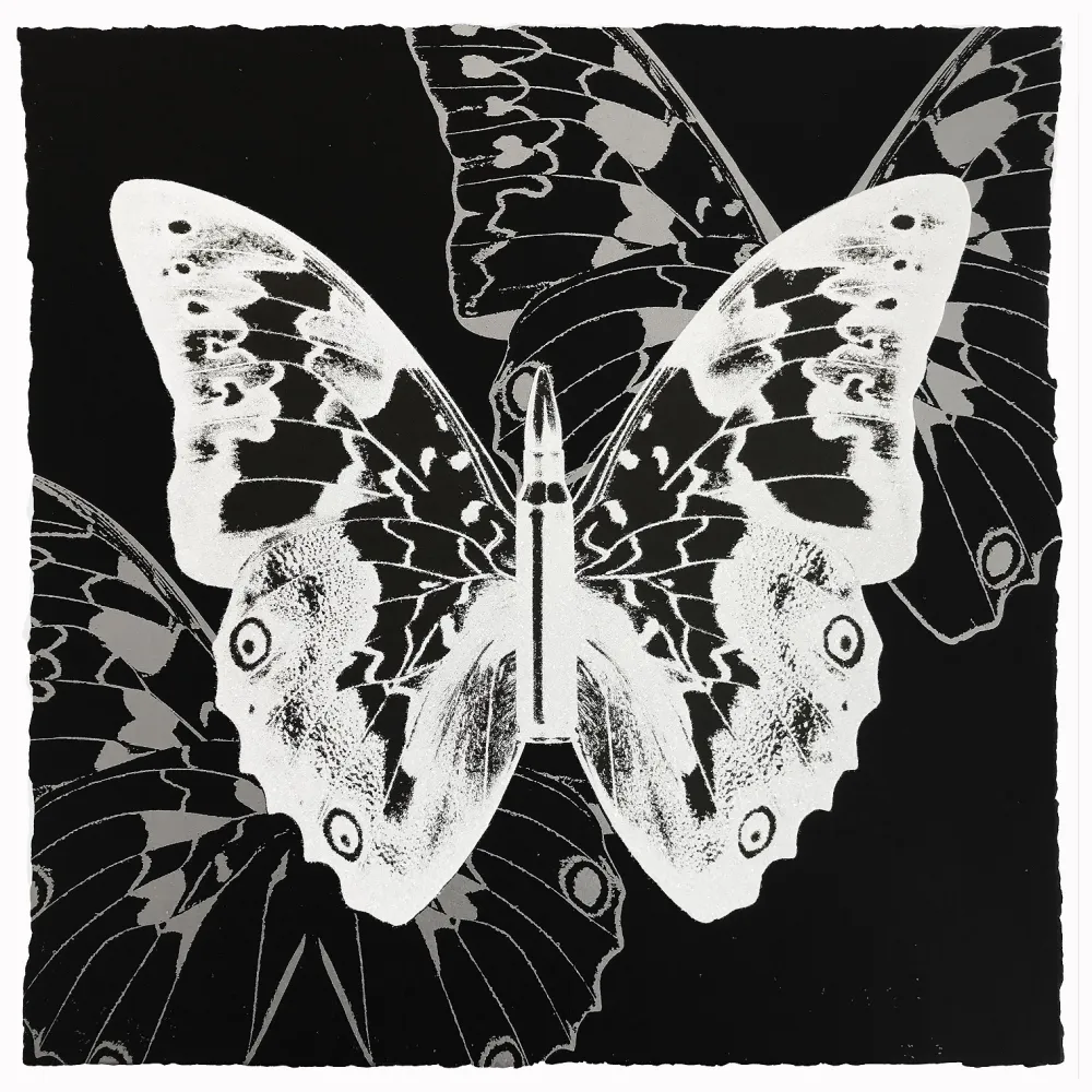 Serigrafia Robierb - White Butterfly on Black