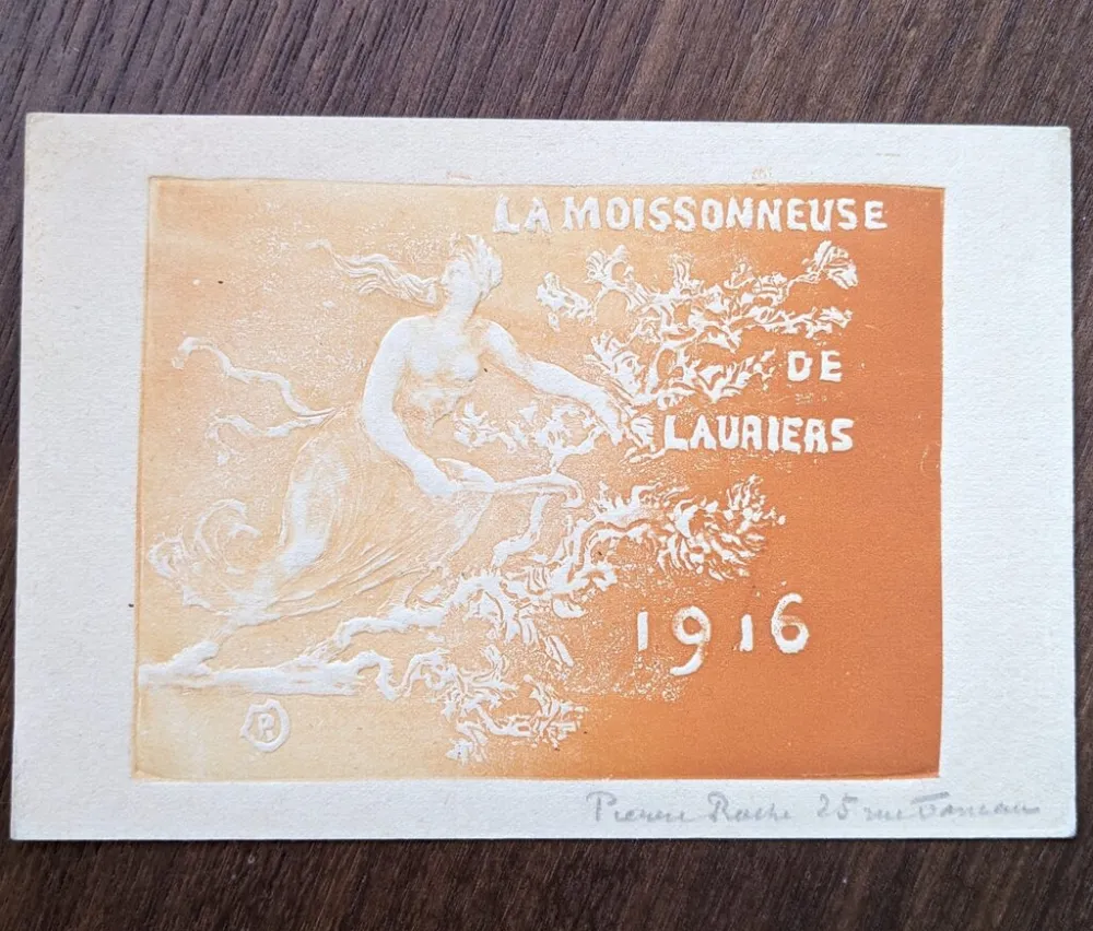Sem Técnica Roche - La moissonneuse de lauriers (greeting card for 1916)