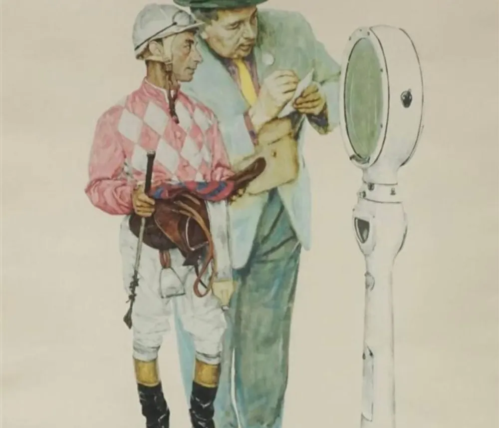 Litografia Rockwell  - Jockey Weighing In