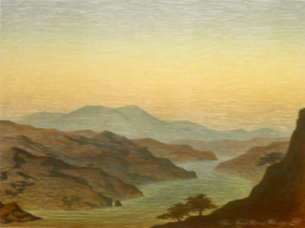 Litografia Rodrigo - E come arivi grandi si convenne ver lo fiumerea