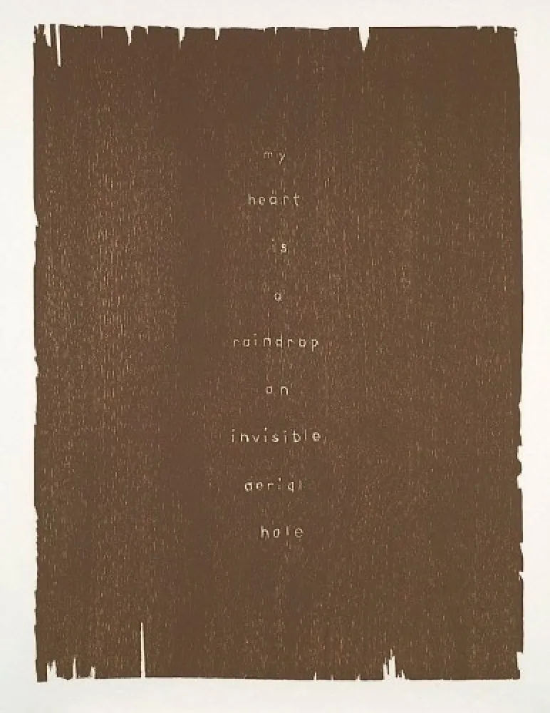 Xilogravura Rondinone - My heart is a raindrop an invisible aerial hole
