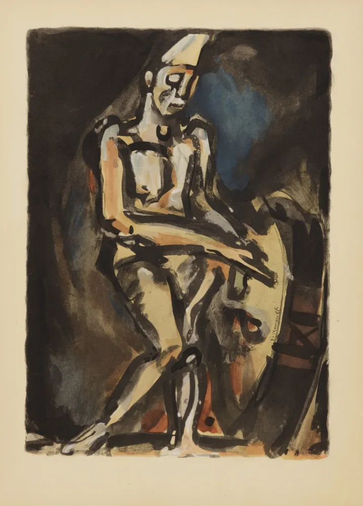 Litografia Rouault (After) - Le Clown Musicien (1938), 1959