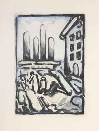 Água-Forte E Água-Tinta Rouault - Christ Au Faubourg