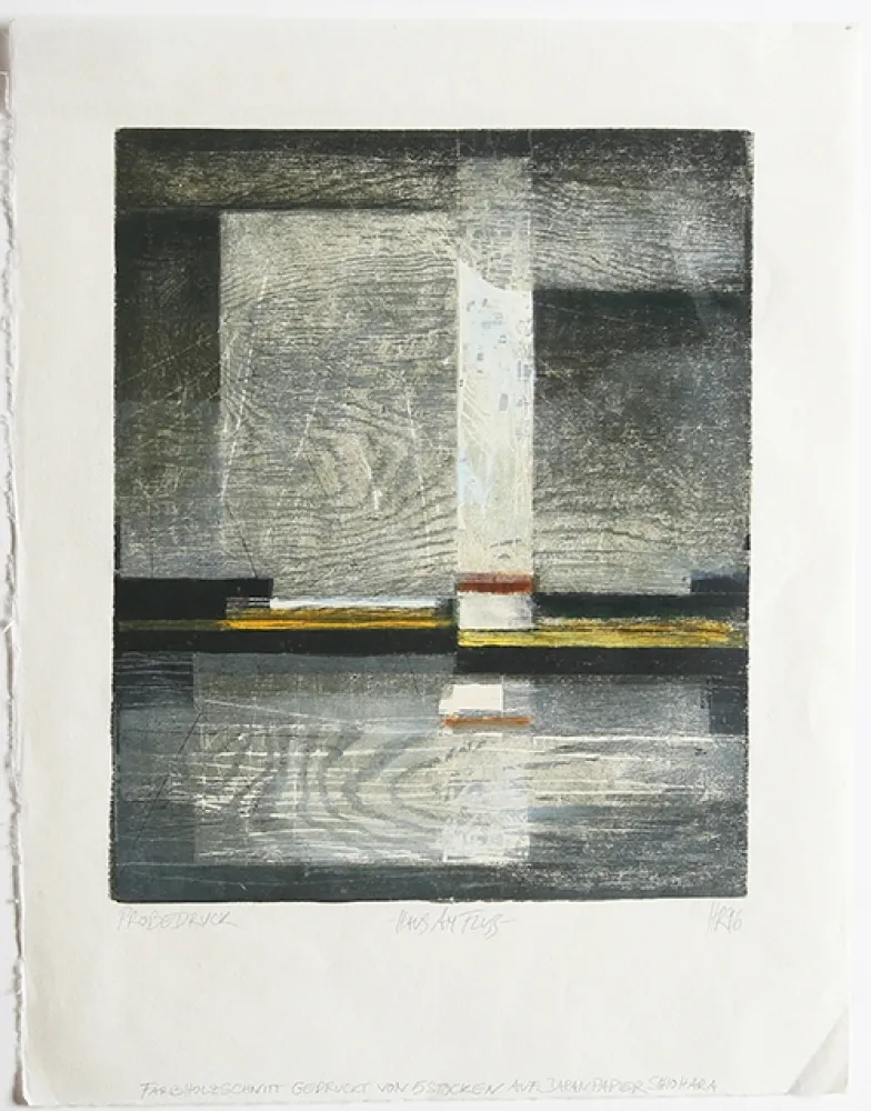 Xilogravura Rüngeler - Haus am Fluss / House on the River