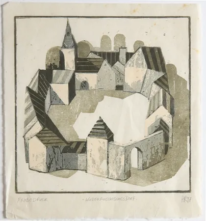 Xilogravura Rüngeler - Niederrheinisches Dorf