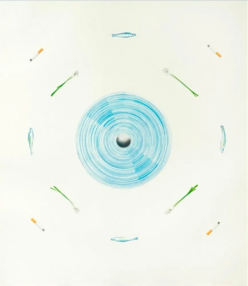 Litografia Ruscha - The fan and its surroundings