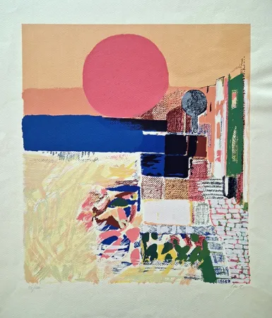 Litografia Saetti - Sole rosso