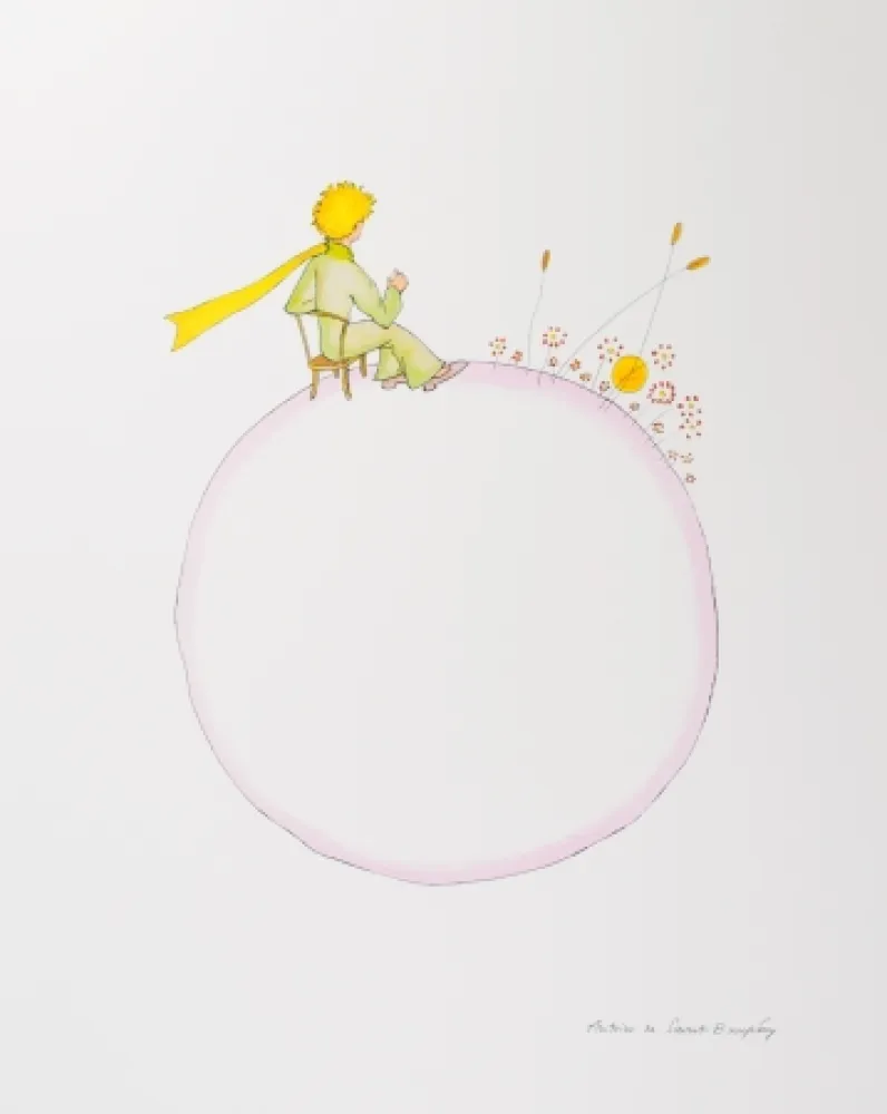 Litografia Saint-Exupéry - Le Petit Prince et le coucher de soleil