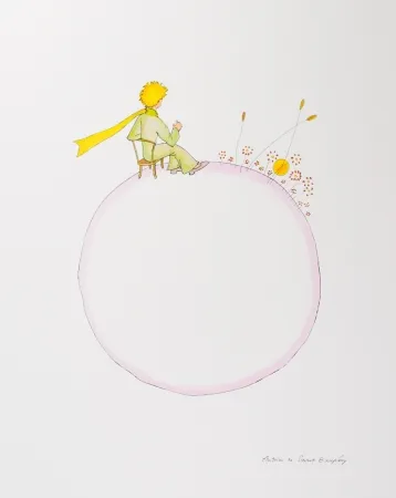 Litografia Saint-Exupéry - Le Petit Prince et le coucher de soleil