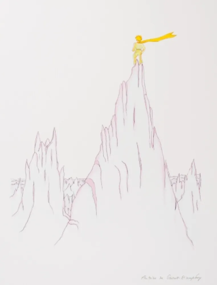 Litografia Saint-Exupéry - Le Petit Prince sur les cimes