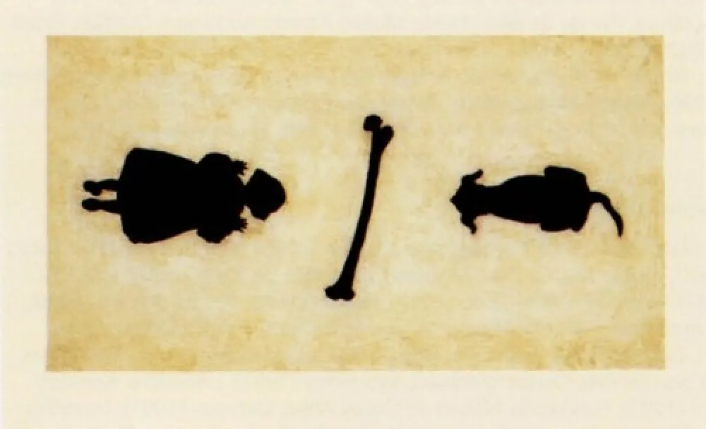 Gravura Santibañez - La niña y el perro