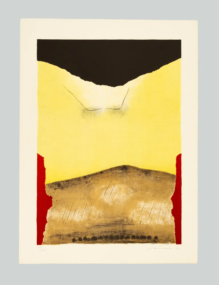 Litografia Santomaso - Rosso agli angoli