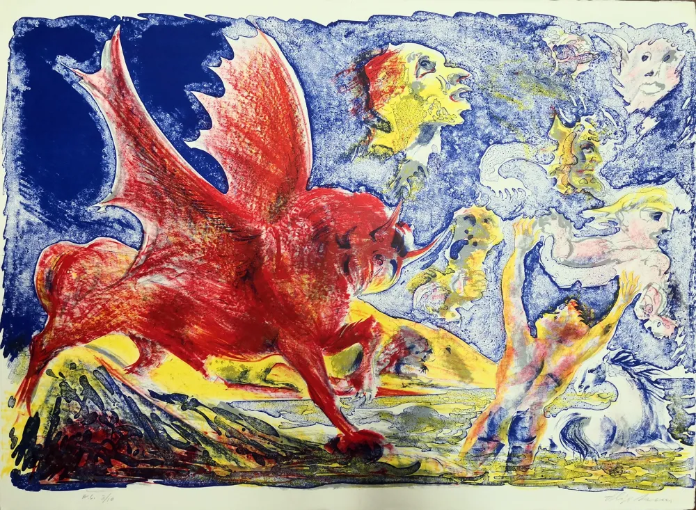 Litografia Sassu - Le chimere