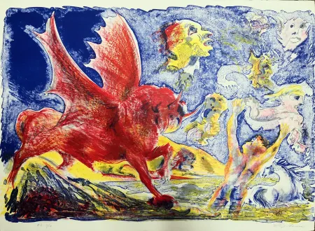 Litografia Sassu - Le chimere