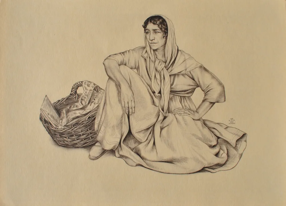 Gravura Sauer - Gitane assise