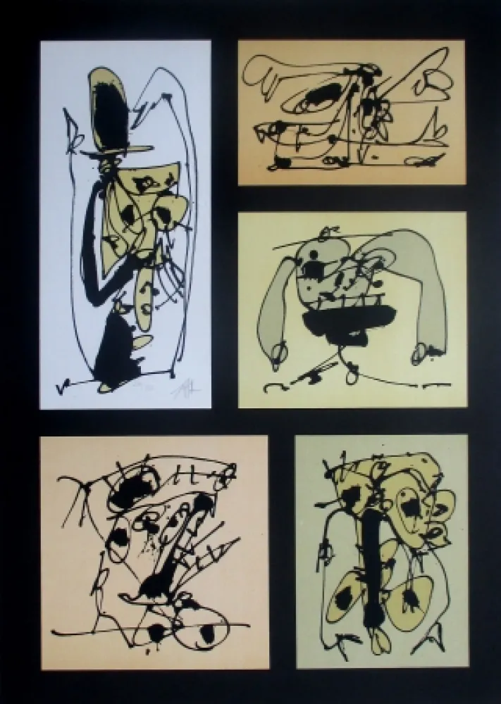 Litografia Saura - Cinco en uno