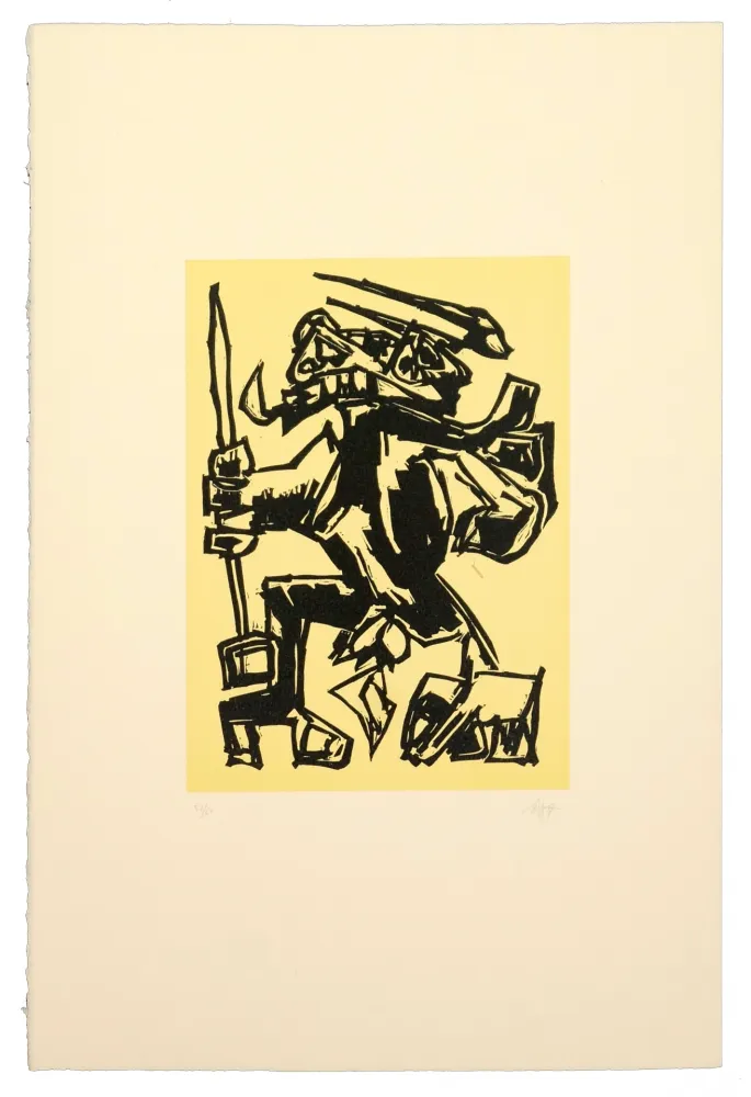 Linogravura Saura - Como el toro, he nacido Para el luto...