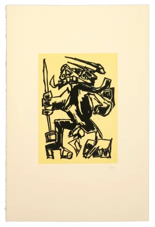 Linogravura Saura - Como el toro, he nacido Para el luto...