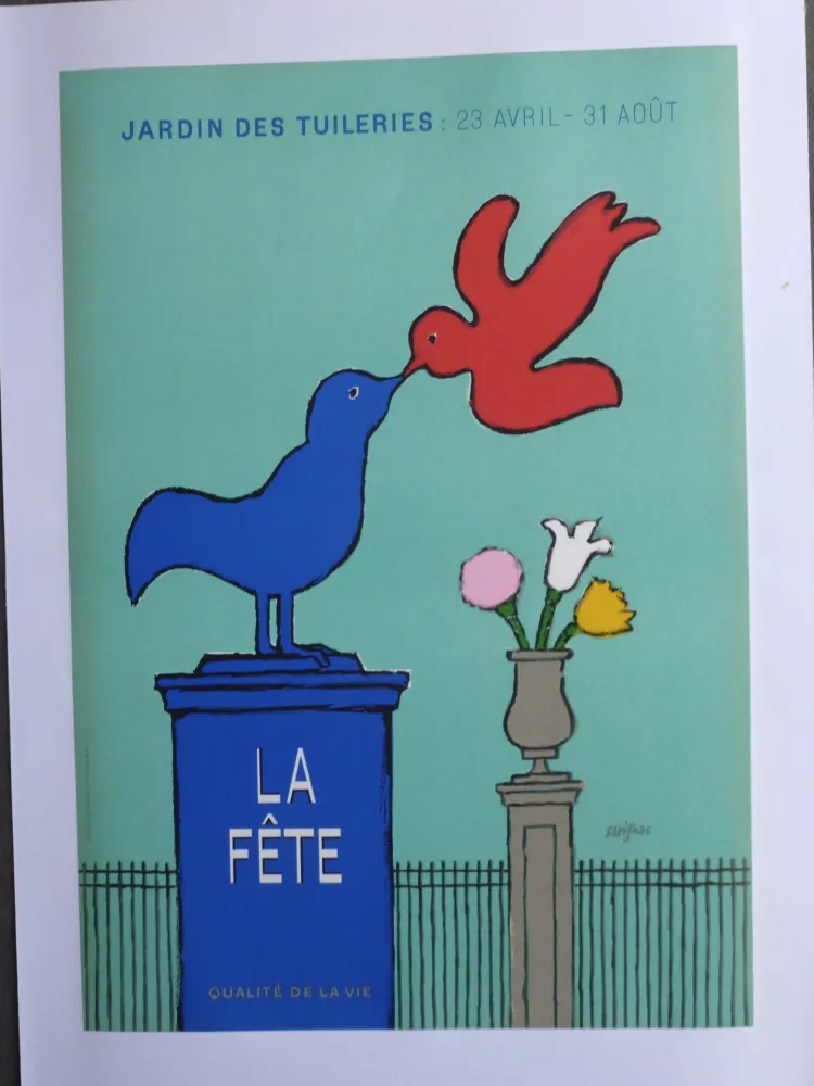 Cartaz Savignac - La fête au jardin des Tuileries 