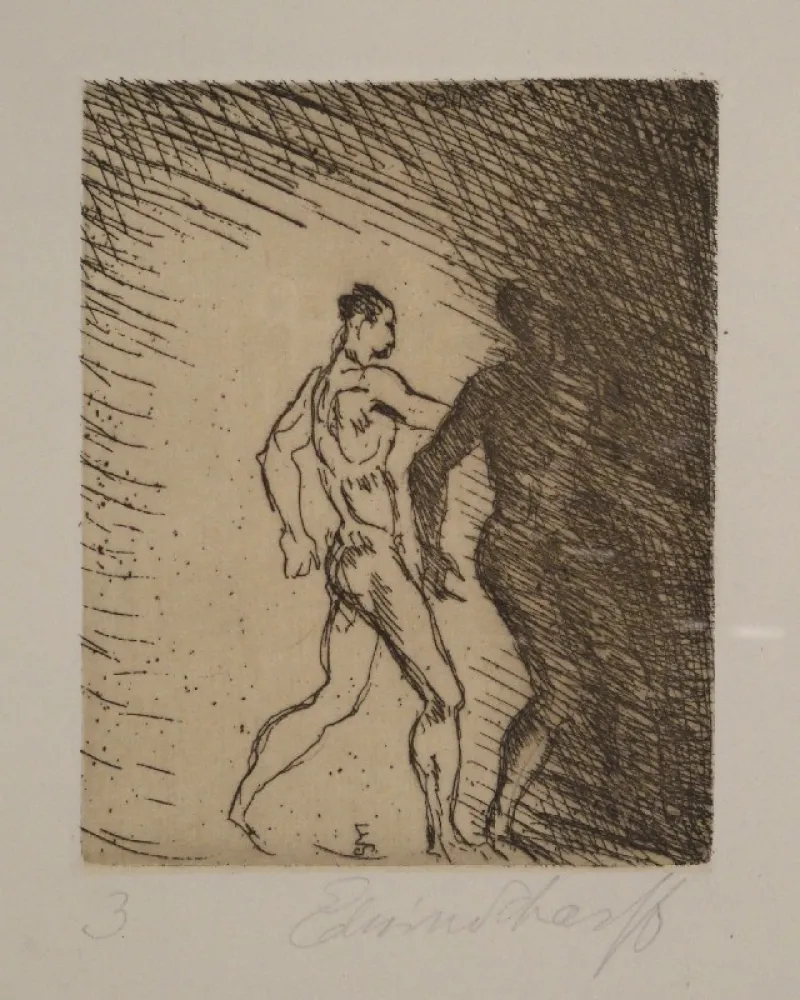 Água-Forte Scharff - Schreitendes Paar