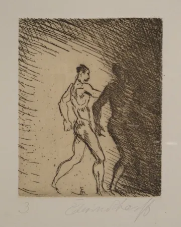 Água-Forte Scharff - Schreitendes Paar