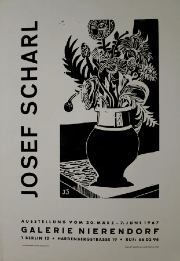Xilogravura Scharl - Blumen in hoher Vase