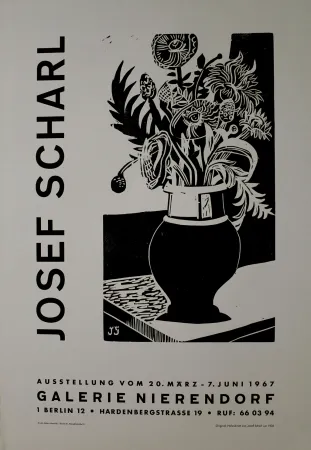 Xilogravura Scharl - Blumen in hoher Vase