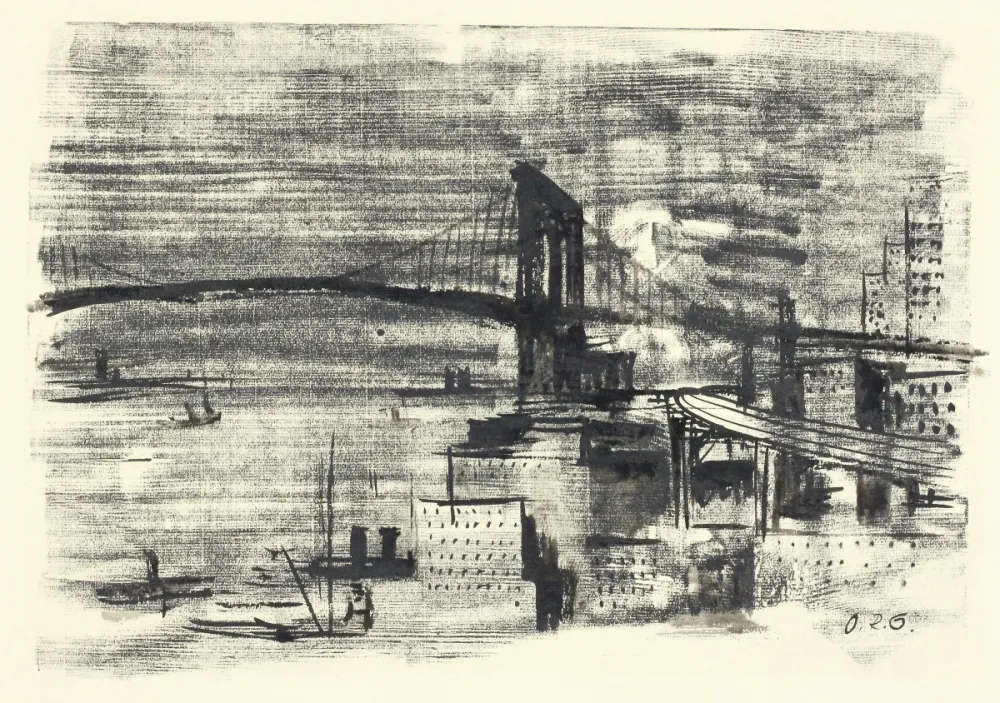 Xilogravura Schatz - Brooklyn Bridge