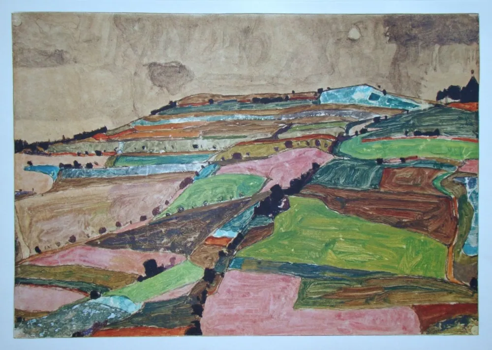 Serigrafia Schiele (After) - Anhöhe von Krumau