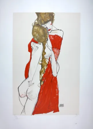 Litografia Schiele - La Mère & la fille / Mother and Daughter - 1913