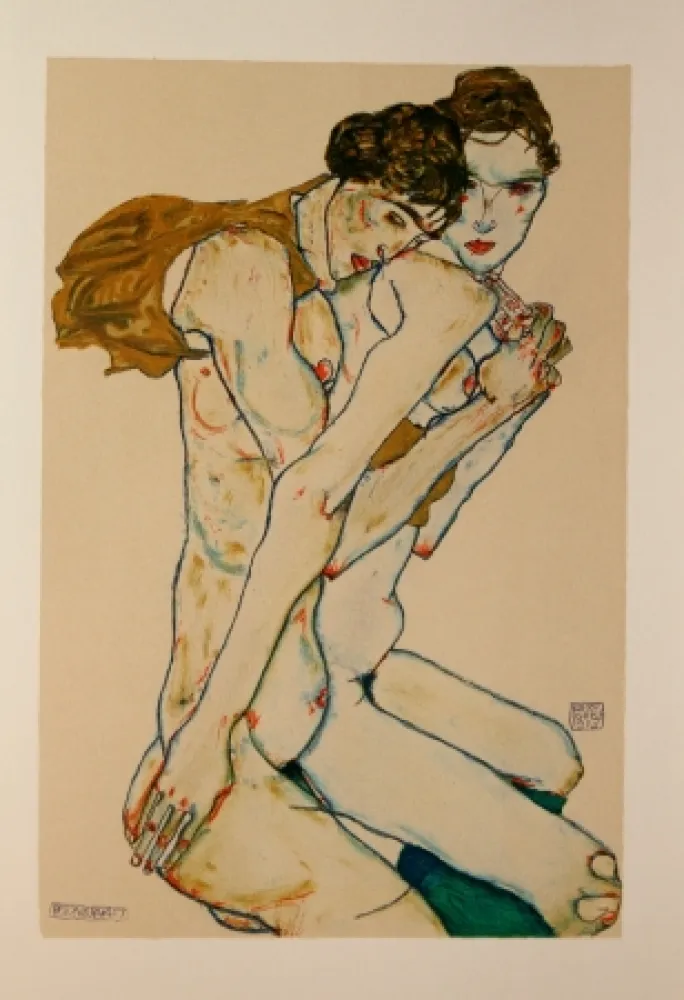 Litografia Schiele - LES 2 AMIES / FRIENDSHIP - Lithographie / Lithograph - 1913