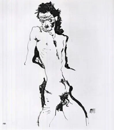 Litografia Schiele - Männlicher Akt