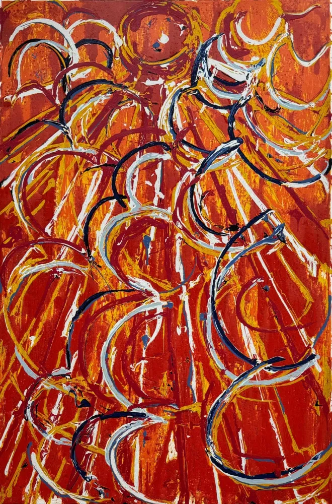 Serigrafia Schifano - Nella vetrata rossa