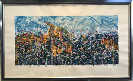 Serigrafia Schifano - Particolare del giardino