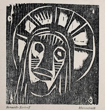 Xilogravura Schmidt-Rottluff - Christuskopf