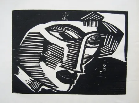 Xilogravura Schmidt-Rottluff - Frauenkopf (Woman's Head)