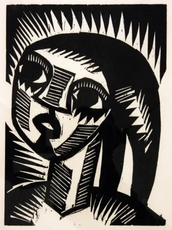Xilogravura Schmidt-Rottluff - Madchen Mit Zopfen