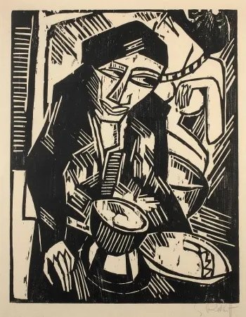 Xilogravura Schmidt-Rottluff - Melancholie