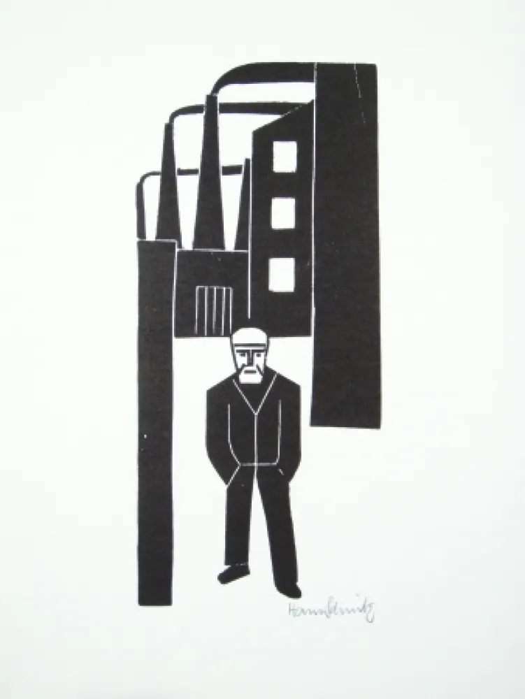 Linogravura Schmitz - Arbeiterfreizeit (Worker's Leisure Time)