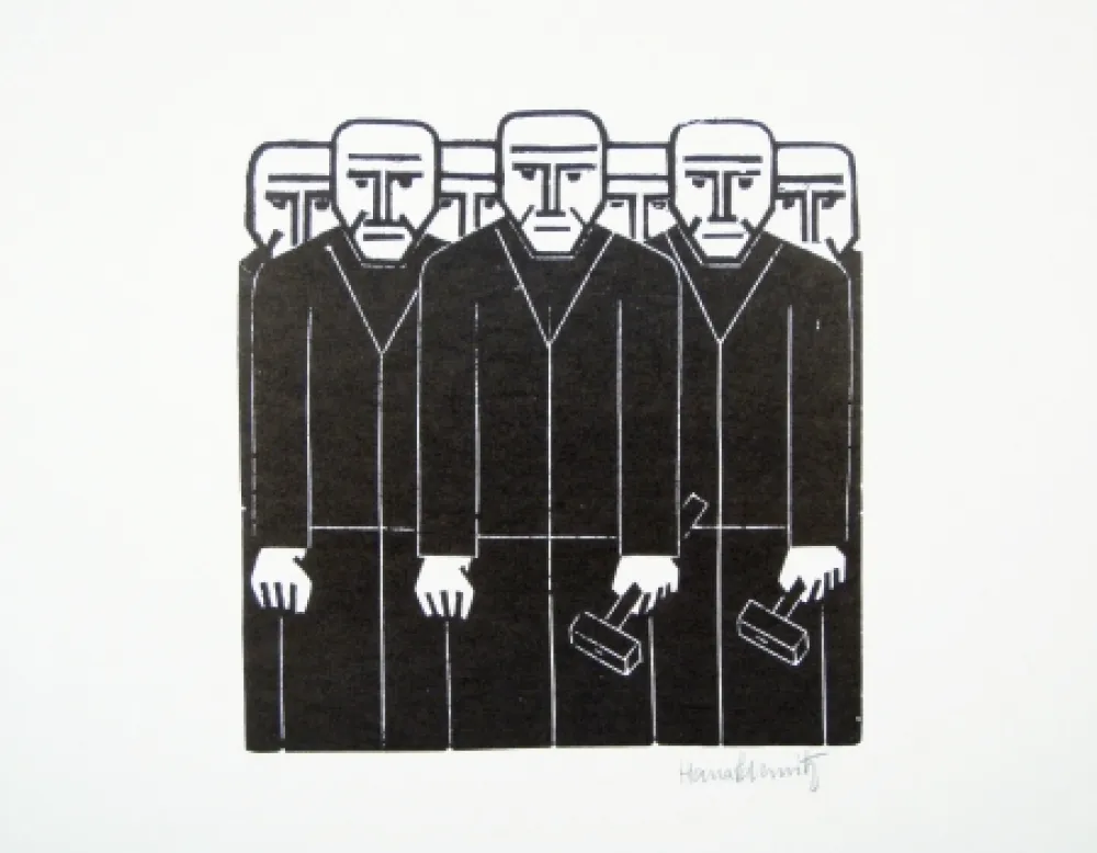 Linogravura Schmitz - Die Masse (The Mass)