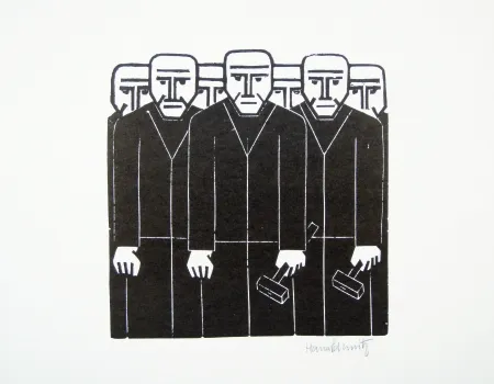 Linogravura Schmitz - Die Masse (The Mass)