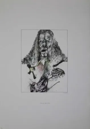 Litografia Schwarz - Er ist tot (Hommage à Albrecht Dürer)