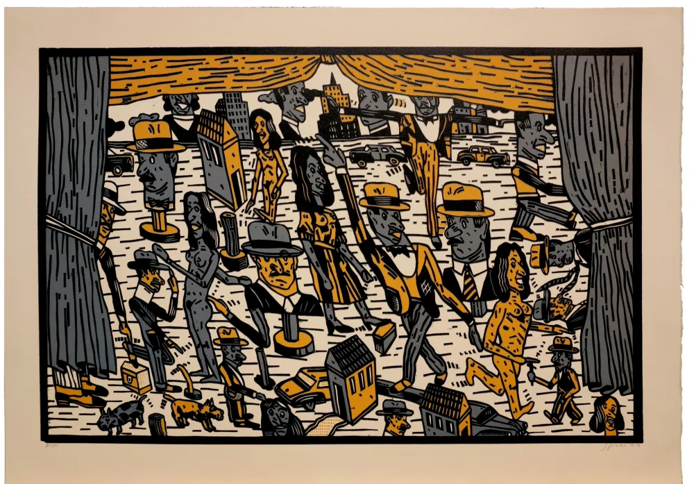 Linogravura Segui - Théatre de la ville V