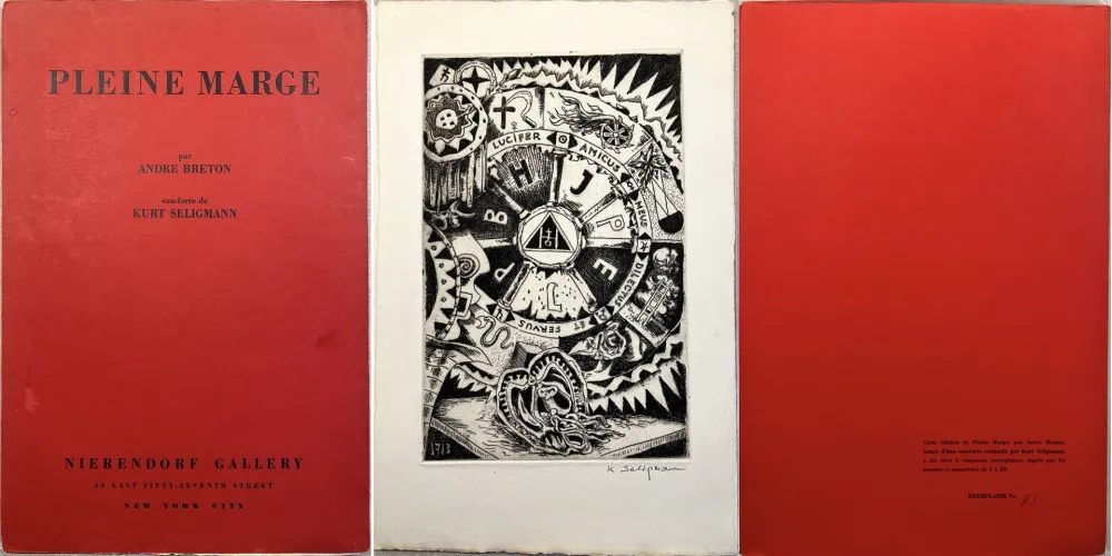 Água-Forte Seligmann - André Breton : PLEINE MARGE. Eau-forte originale de Kurt Seligman (1940)