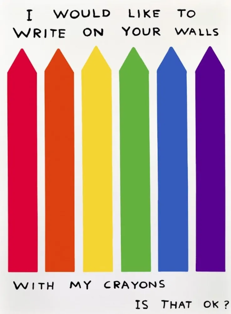 Sem Técnica Shrigley - I would like to write on your wall with my crayons is that OK?