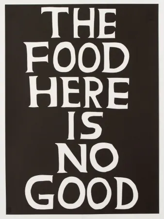 Linogravura Shrigley - The food here is no good