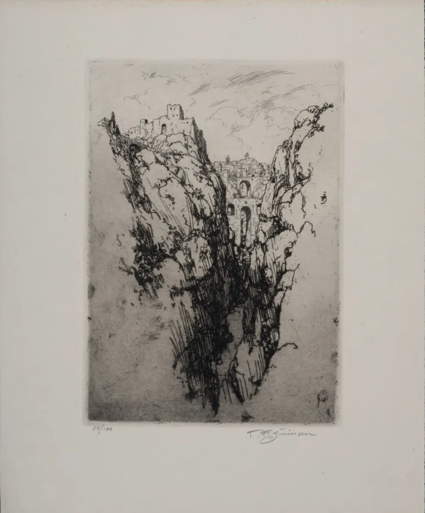 Água-Forte Simon - Vue de Ronda, c. 1913 - Hand-signed!