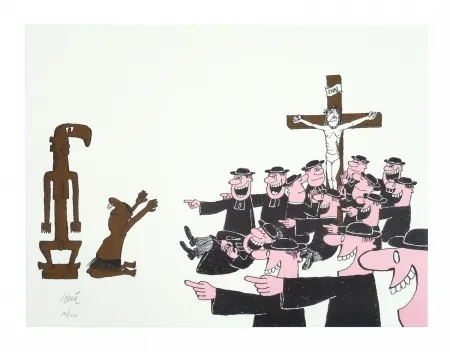 Litografia Siné - Le curé et l'animiste