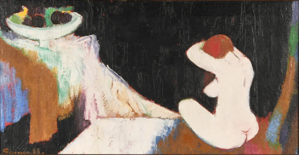 Sem Técnica Somville - Nu de dos à la nature morte